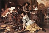 Jan Steen Famous Paintings - The Effects of Intemperance